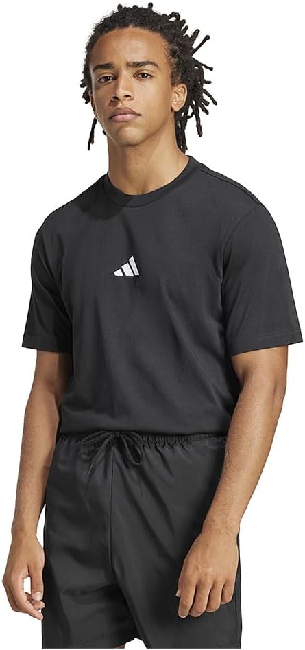 Men's Essentials Small Logo Single Jersey Tee T-Shirt - BLACK/WHITE