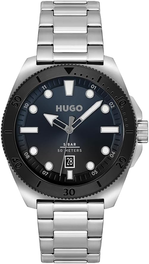 Hugo VISIT Men Watch, Analog - BLUE & BLACK / SILVER