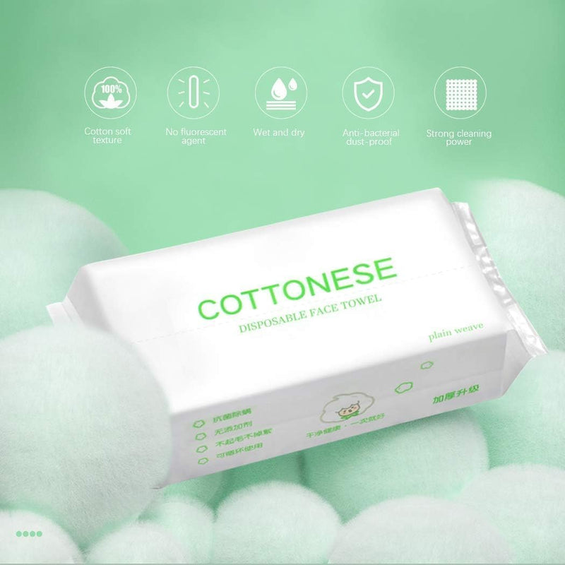 Mumoo Bear Disposable Face Towel Facial Cotton Tissue Pure Cotton Dry Wipes Soft Makeup Remover Towel for Sensitive Skin Portable (70 Counts)