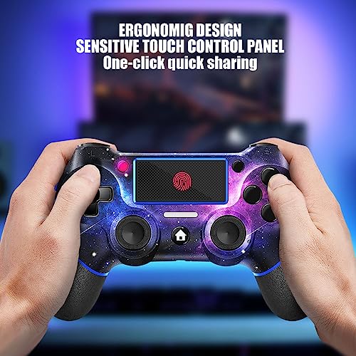 AceGamer Wireless Controller for PS4, Game Controller for Ps4 with Double Vibration,Touchpad, Stereo Headphone Jack, Six Axis Motion Control, Compatible with Ps4/Slim/Pro Console (galaxy)
