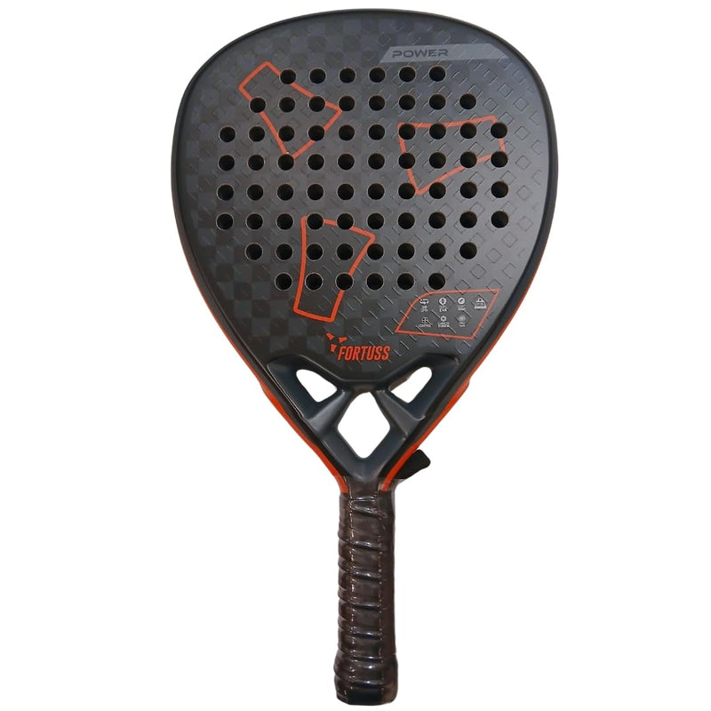 FORTUSS Padel Tennis Racket - Full Carbon Fiber - 3D Mat Rhomboid Surface with Light EVA Memory Flex Foam Core - Padel Racquet - Diamond Shape Paddle Racket with Bag Included (Red/Black)