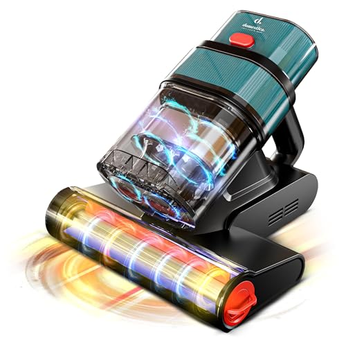 DOMESTICA Dustro Pro Handheld Mites Vacuum Cleaner for Bed | Dust Vacuum Cleaner for Sofa 16KPA Suction | Vacuums for Mattresses Home with Digital Display, UV-C, 45000Rpm & 60°C (Green)