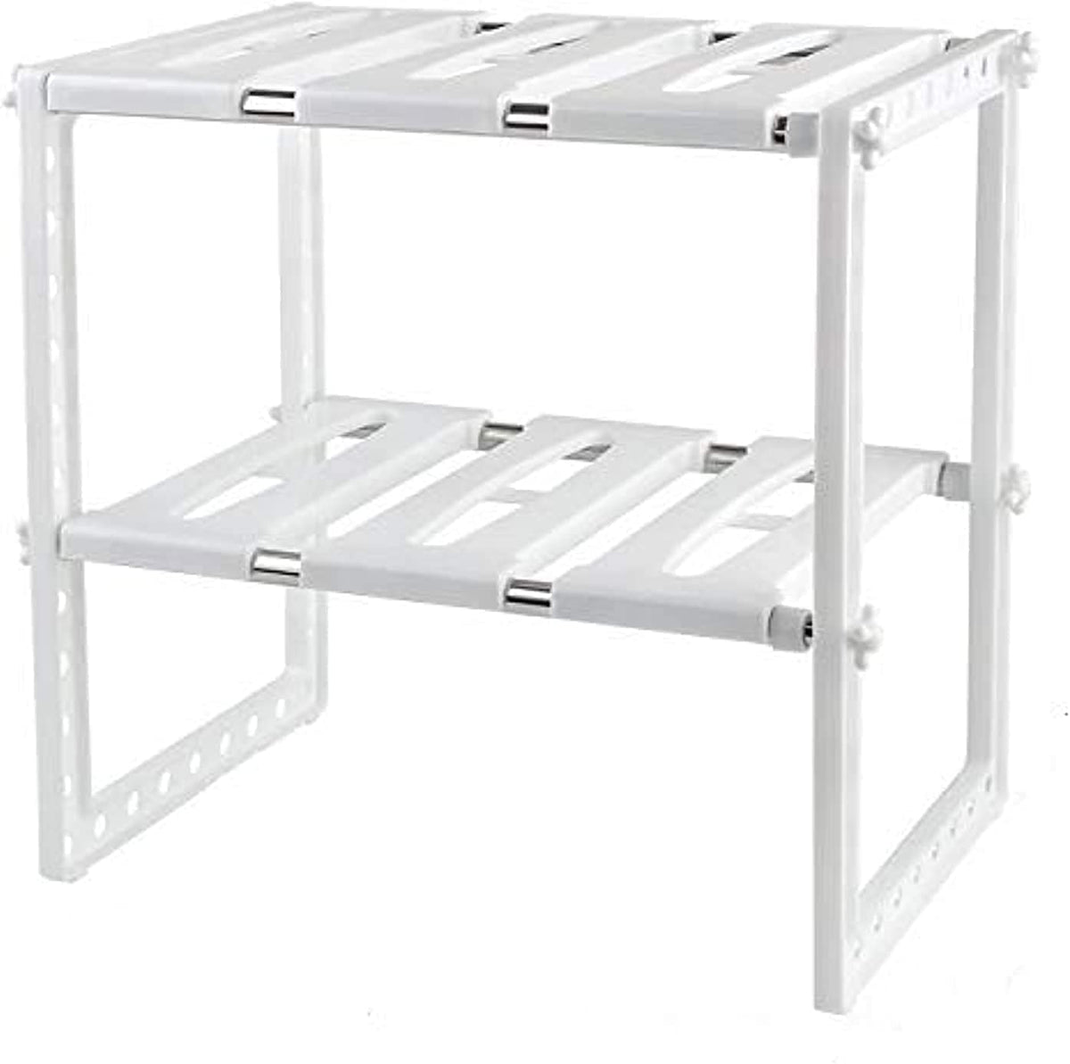 SKY-TOUCH Expandable Under Sink Storage 2 Tiers, Kitchen Adjustable Storage Organizer Rack, White – image 2