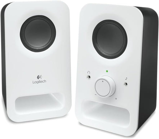 Logitech Z150 Compact Multimedia Stereo Speakers, EU Plug, 3.5mm Audio Input, Integrated Controls, Headphone Jack, Computer/Smartphone/Tablet/Music Player - Snow White - - white