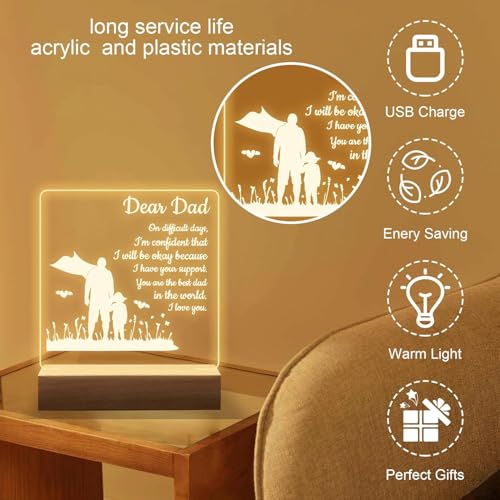 KASTWAVE Acrylic Night Light Dad Gifts from Daughter - Unique Birthday, Father’s Day, Thanksgiving, Christmas Gifts for Dads Who Have Everything - Special Keepsake for Dad