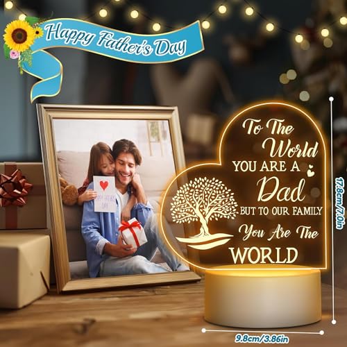 MAKINGTEC Fathers Day Night Light Gifts from Daughter and Son, Gifts for Dads Who Have Everything, Dad Birthday Gifts, Best Dad Ever Gifts, Engraved Night Light with Base