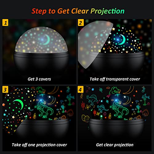 Dinosaur Toys for 3-5-7 Year Old Boys Dino Kids Toys,2 in 1 Night Light with Projector&360Â° Rotation,Boy Toys for Kids Birthday Party Easter Xmas Christmas Gifts Toddler Toys for Boys Age 2-14 (Black)