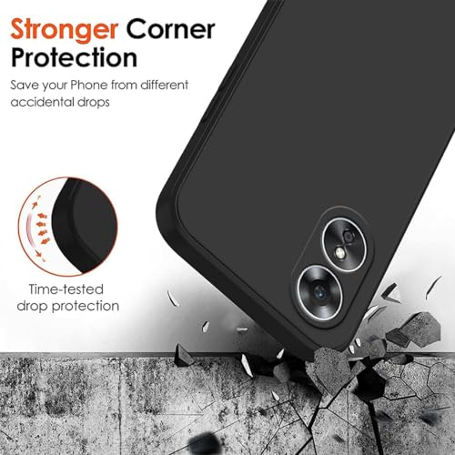 Silicone Case for Oppo A58 4G, Liquid Gel Rubber Bumper Case with Soft Microfiber Lining Cushion Slim Hard Shell Shockproof Protective Cover for Oppo A58 4G (Black)