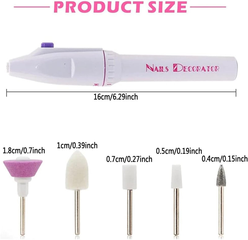BAQI Electric Nail Drill Set, Portable Manicure Nail Art Grinder, 5-IN-1 Nail Grinder Machine, Beauty Personal Care Manicure and Pedicure Kit for Home and Salon Use