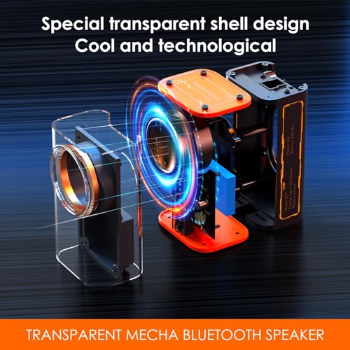 Transparent Wireless Bluetooth Speaker, Portable Mini Speaker, with Led Colorful Lights Stereo Sound Tws Small Speakers for Office, Party Camping, Shower, Home, Travel, for Any Anniversary(1 Pack)