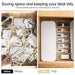 Cable Organizer Storage Box with 7 Wire Ties, Desktop Cable Management Box with Lid, Power Cord Organizer with 7 Compartments for Office, Home, Desk Accessories Storage Stationery Supplies White