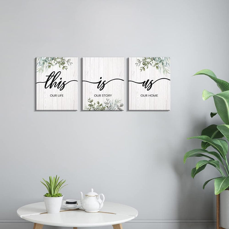 Kas Home Thankful Grateful Blessed Wall Decor Canvas Inspirational Quote Sign Farmhouse Rustic Wall Art Positive Word Hanging Decoration for Bedroom Living Room Kitchen Framed Plaque (10.6 x 13.7