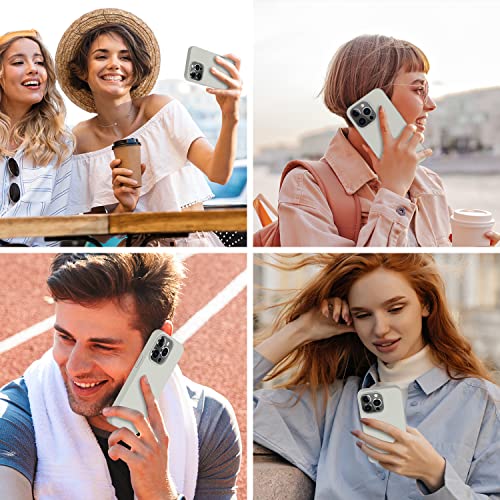 bemal for iPhone 14 Pro Max Case with Screen Protector - Slim Fit Shockproof Liquid Silicone Cover - Soft Microfiber Lining - Designed for Women and Girls - Protective Phone Case-Rock Grey