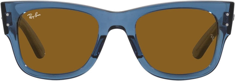 RB0840s Mega Wayfarer Square Sunglasses - Transparent Blue/Brown
