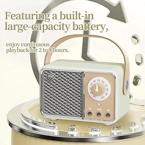 Tazweeq Retro Bluetooth Speaker, Vintage Decor, Portable Small Cute Vintage Speaker, Portable Radio Wireless Decor Speaker, for Office Kitchen Desk Bedroom Outdoor Support TF Card/AUX (Lime)
