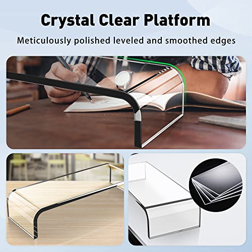 AboveTEK Premium Acrylic Monitor Stand, Custom Size Monitor Riser/Computer Stand for Home Office Business w/Sturdy Platform, PC Desk Stand for Keyboard Storage & Multi-Media Laptop Printer TV Screen
