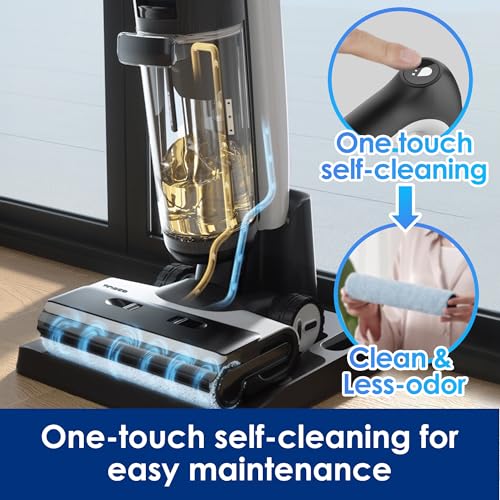Tineco Floor ONE S7 PRO Smart Cordless Floor Cleaner, Wet Dry Vacuum Cleaner & Mop for Hard Floors, LCD Display, Long Run Time, Great for Sticky Messes and Pet Hair, Centrifugal Drying Process, Black