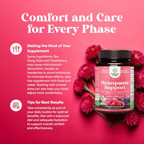 Natures Craft Natural Menopause Supplements for Women - Perfect for Hormonal Balance, Night Sweating & Hot Flashes Menopause Relief - Black Cohosh for Menopause with Resveratrol & Dong Quai