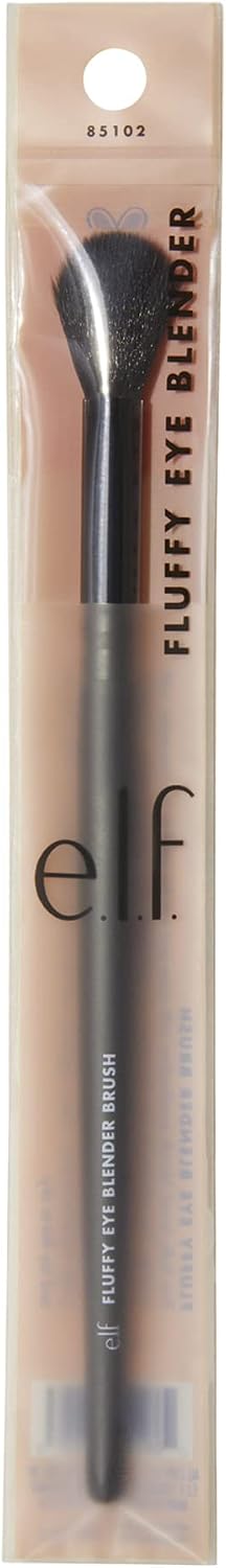e.l.f. Fluffy Eye Blender Brush, Vegan Makeup Tool, Flawlessly Applies Eyeshadow & Sets Concealer - black / black 1 Count (Pack of 1)