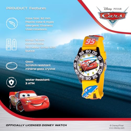 Disney Cars Kids' Plastic Time Teacher Analog Quartz 3D Strap Watch