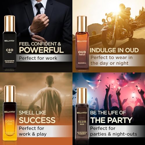 BellaVita Luxury Perfume Gift Set for Men | Includes CEO Man, KLUB, OUD, GOAT, Perfumes | Woody, Citrusy and Dominating Long Lasting Mens Perfume Set | Oud Perfume for Men | Luxury Collection Perfumes