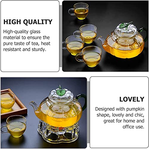 SYOSI Glass Teapot with Infuser Stovetop Tea Kettle for Loose Leaf Tea Kung Fu Glass Teapot Tea Maker Stovetop Safe Glass Teapot with Lids Handle for Home Office, 600ml