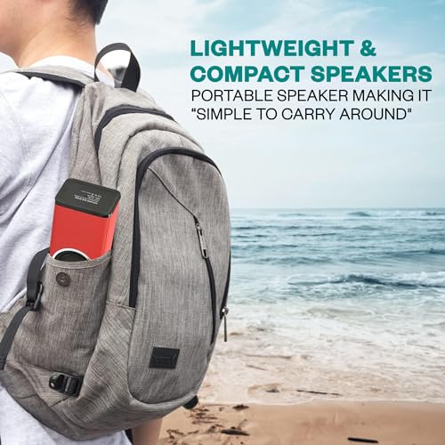 SOUND ON Portable Bluetooth Speakers - Deep Bass, Waterproof & Dustproof, 5 Hrs Playtime, Stereo Sound, Built-in Mic, USB-C Charging, Wireless Speakers for Home, Outdoor, Party, Beach & Travel - Red