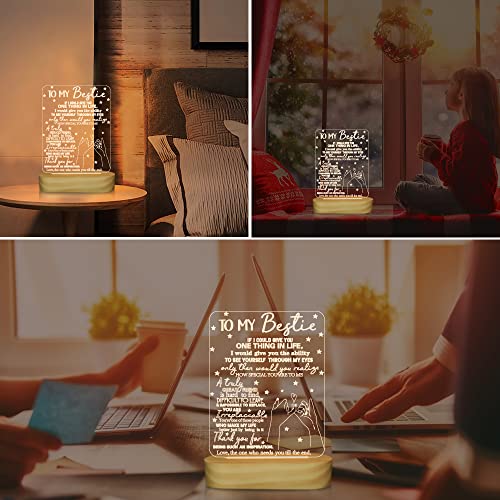 to My Bestie Gifts,3D Illusion Lamp I Love You Friends Night Light for Best Friend Sister Boys & Girls Women BFF Birthday Holiday Friendship, Soft Warm White Colors LED Wooden Table Lamp