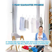 Retractable Clothesline Outdoor Cord 49 Feet - Easy Hanging Clothes Lines - Heavy Duty 30LBs Weight Capacity Clothes Line - Easy DYI Installation - Also Ideal for Indoor - Space Saving and Practical
