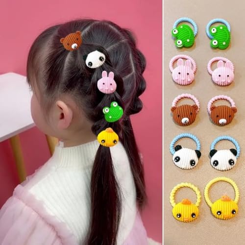 Baby Girls Hair Ties, 60 Pcs Cute Cartoon Elastic Hair Bands Ponytail Holders Animals Flower Multi-color Hair Bobbles Hair Accessories for Girls Infants Toddlers Kids Children (Multi-colored)