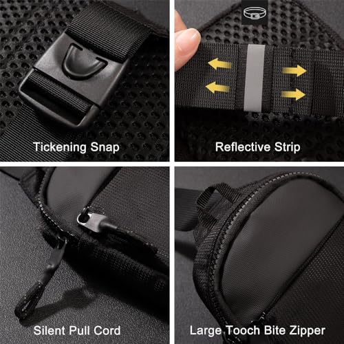 Small Sling Bag for Women and Men, Crossbody Bags Trendy with Extended Strap, Lightweight Chest Bag, Men Women Small Waterproof Crossbody Bag, Casual Phone Chest Bag for Travelling Hiking (Black)