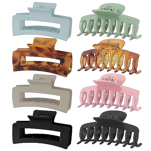 ECVV 8 Pack Large Hair Claw Clips for Women Strong Hold Nonslip Jaw Clips for Women and Girls Hair Clamps for Thick Thin Fine Long Hair Multi Color Hair Accessories
