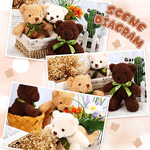 SYOSI 6Pcs Plush Bears Bulk, 10 Inch Small Plush Bear Stuffed Bears with Bow Tie Bear Toys for Birthday Baby Shower Party Favor Gift