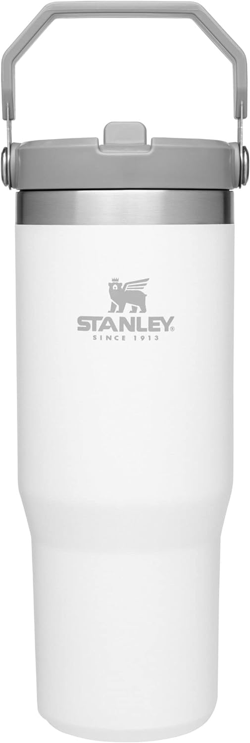 STANLEY IceFlow Stainless Steel Tumbler with Straw Vacuum Insulated Water Bottle for Home, Office or Car Reusable Cup with Straw Leakproof Flip Cold for 12 Hours or Iced for 2 Days 30 OZ, Polar, 1 ea
