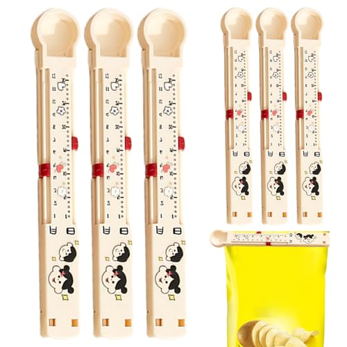 Bag Clips for Food, 6X Clips for Chips and Other Food Bags, Non-Slip Measurement Markings Sealing Storage Fresh-Keeping Reusable Resealing for Snack Home Organization Pantry Workshop