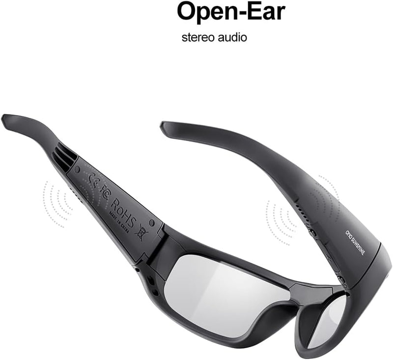 OhO sunshine Smart Glasses Unisex,Polarized Sunglasses with Bluetooth Speaker,Athletic/Outdoor UV Protection and Voice Control