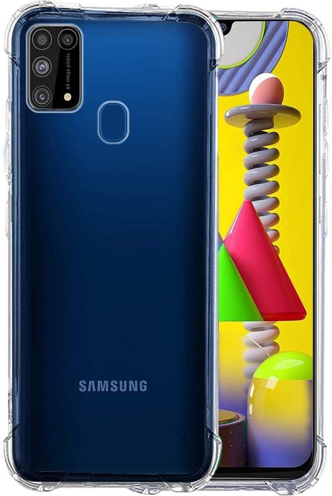 Crystal Clear Case Compatible with Samsung Galaxy M31 Case+ Screen Protector for M31 Shock-Absorbing Scratch-Resistant Military Grade Protection Clear TPU Bumper Case