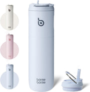 Insulated Water Bottle 24oz with Straw Lid and Handle for Sports Travel Gym Stainless Steel Water Bottles Double-Wall Vacuum Metal Bottles Leak Proof BPA-Free (baby blue) - baby blue