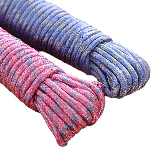 Sakoraware Cloth Line for Drying Clothes, Nylon Braided Cotton Rope, 20 Mtr, Pack of 2