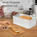 White Bread Box For Kitchen Countertop - Bread Box With Bamboo Wood Cutting Board Lid - Farmhouse White Bread Boxes - Metal Large Bread Box Modern Style To Extend Freshness - Bread Storage Container