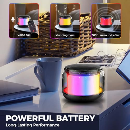 Portable Bluetooth Speaker, Mini Wireless Speakers Bluetooth 5.0 Outdoor Speaker with RGB LED Light, TWS Dual Pairing, TF Card Play Support, Party, Camping, Travel (Multicolor)