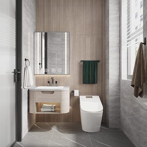 ARTHOM Bathroom Hardware 4 Set, Hand Towel Bar Accessories Stainless Steel Towel Bar Set Wall Mounted Include 16.5" Bathroom Towel Rack, Toilet Paper Holder, Towel Ring, Robe Hooks (Silver)