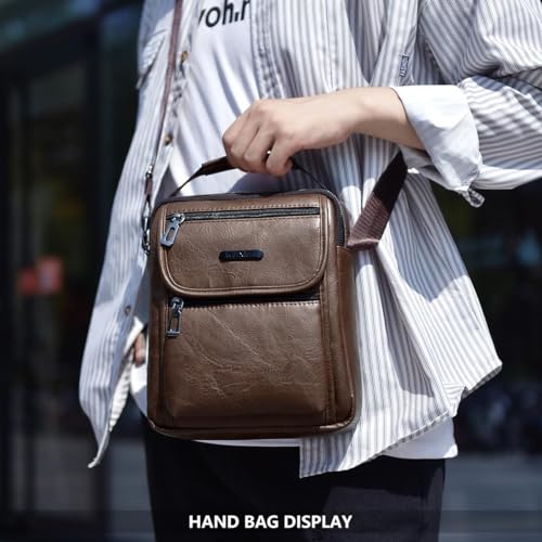 Shoulder Bag Men's Crossbody Manbag Leather Messenger Casual Handbags Side Satchel Sling Travel Flight Bags Cross Leather Sport Bags for Men Working Shopping Business Travel Daily