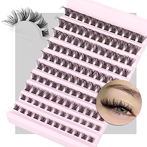 Focipeysa Lash Clusters 120pcs Cluster Lashes 8-16mm Wispy Individual Lashes Extensions Natural Look Lashes D Curl Fluffy Cluster Lashes DIY Eyelash Extension , Black, A03 8mm-16mm