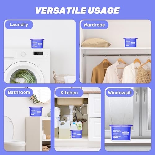 CLEVAST Moisture Absorbers Boxes 6 Pack, Dehumidifier Boxes for Closet, Unscented Hanging Humidity Absorber in Wardrobes, Bedrooms, Bathrooms(280g/pack)