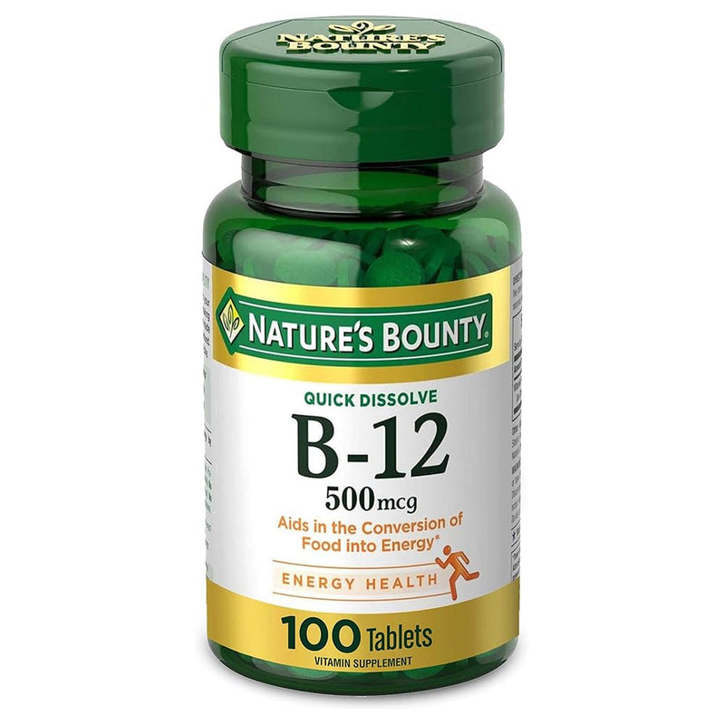 Nature's Bounty Vitamin B12 Supplement, Supports Metabolism and Nervous System Health, 500mcg, 100 Count