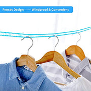 MAPPERZ Windproof Anti-Slip Removable Cloth Hanging Clothes Washing Line Drying Nylon Rope with Hooks/ Nylon Clothesline Rope - 5 Meter (Multicolor (3)