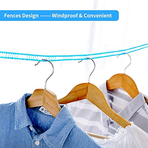 MAPPERZ Windproof Anti-Slip Removable Cloth Hanging Clothes Washing Line Drying Nylon Rope with Hooks/ Nylon Clothesline Rope - 5 Meter (Multicolor (3)