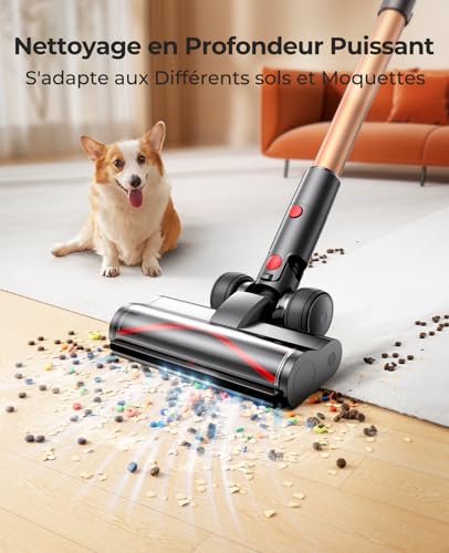 Laresar Ultra7 45000Pa/550W/60min Battery Vacuum Cleaner, Wall Mounted Charging Station, Upright, Wireless Vacuum Cleaner with Touchscreen and Anti-Tangle Brush for All Types of Hard Floors and