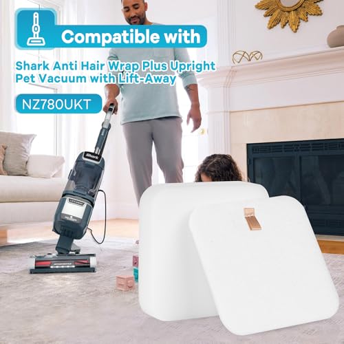NZ780UKT Lift-Away Filters Replacement for Shark Anti Hair Wrap Upright Vacuum Cleaner NZ700 Series NZ780, 2 Pack Foam & Felt Filters